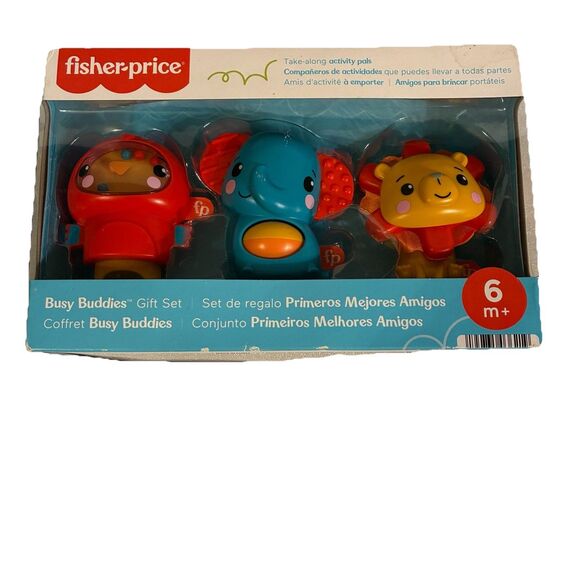 Fisher Price Busy Buddies Gift Set. Spin, Shake, Press, Click 3 Individual Toys - Picture 4 of 6